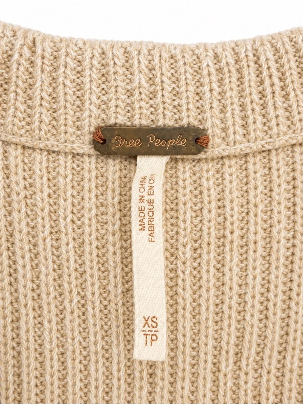 Free People Ribbed Mock-Neck Sweater - Beige Cream
